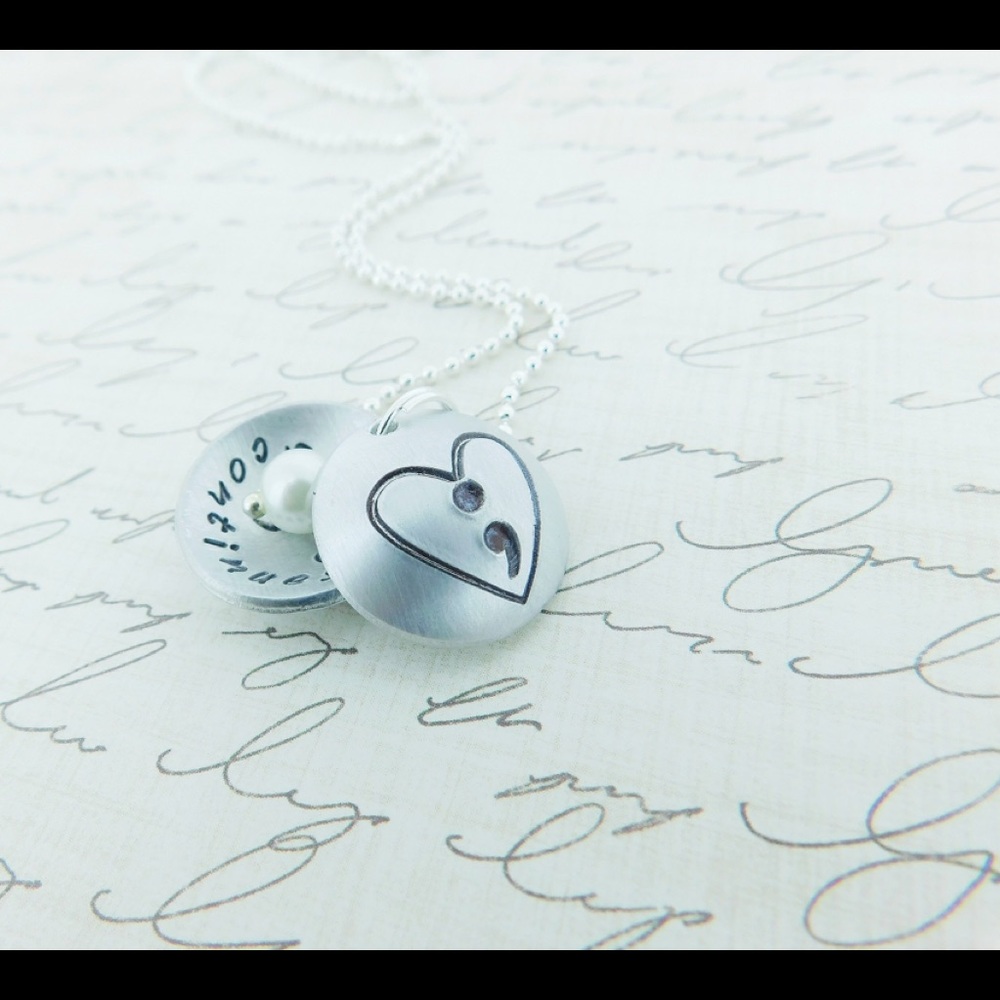 Semicolon Inspirational Locket Dome Pendant - Picture 1 of 5